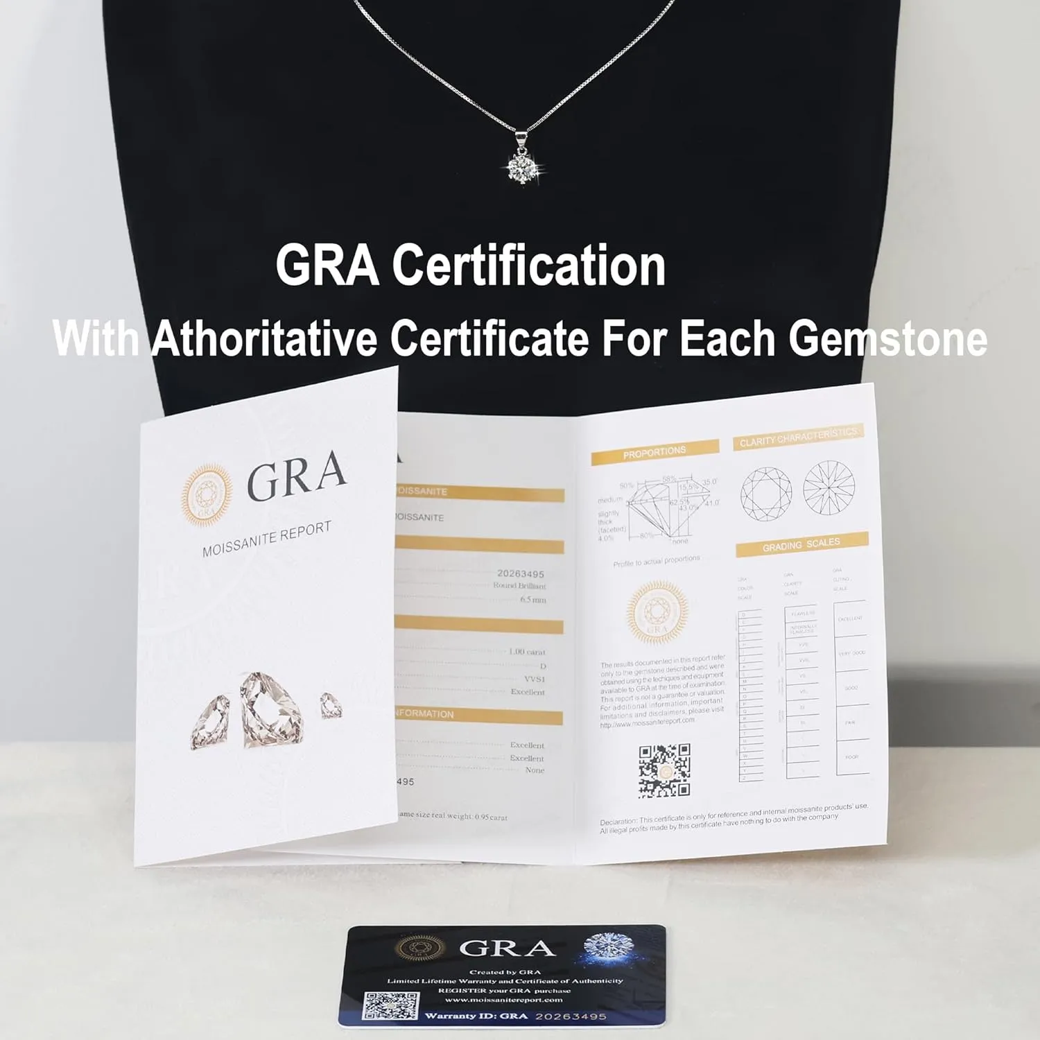 Moissanite Necklaces for Women, Adjustable 925 Sterling Silver, 1CT D Color Moissanite Pendant Jewelry Gift for Women, Anniversary Mother's Day Valentines Christmas Gift with GRA Certificate