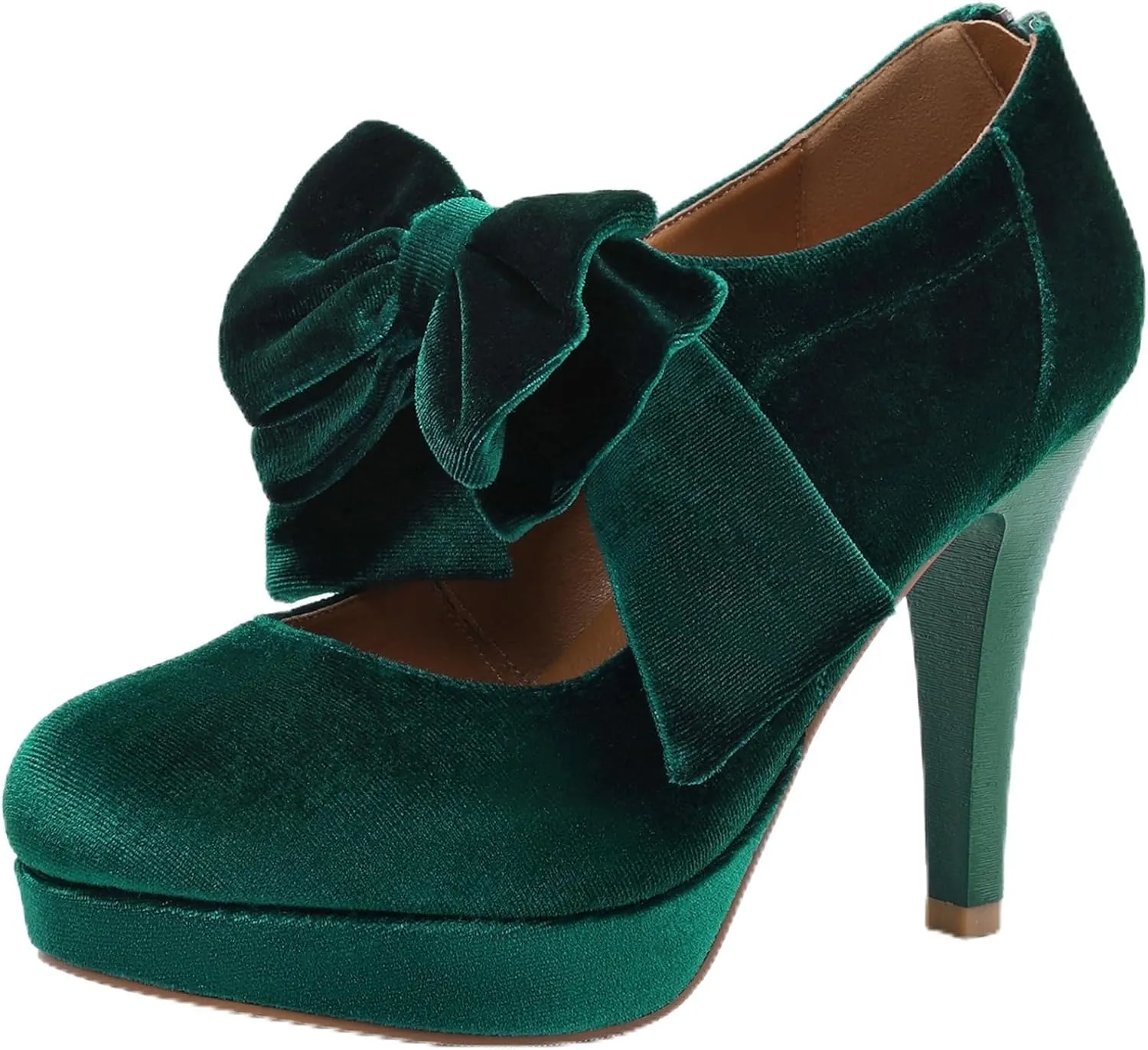 Mostrin Fashion Vintage Womens Small Bowtie Platform Pumps Ladies Sexy High Heeled Shoes