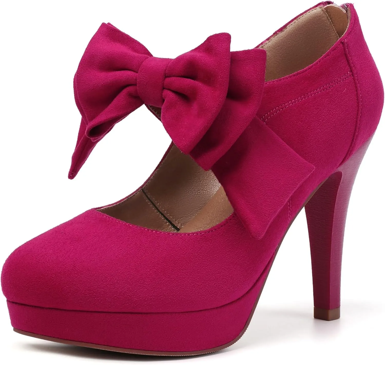Mostrin Fashion Vintage Womens Small Bowtie Platform Pumps Ladies Sexy High Heeled Shoes