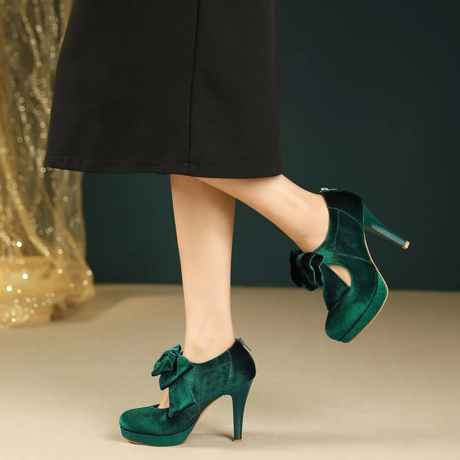 Mostrin Fashion Vintage Womens Small Bowtie Platform Pumps Ladies Sexy High Heeled Shoes
