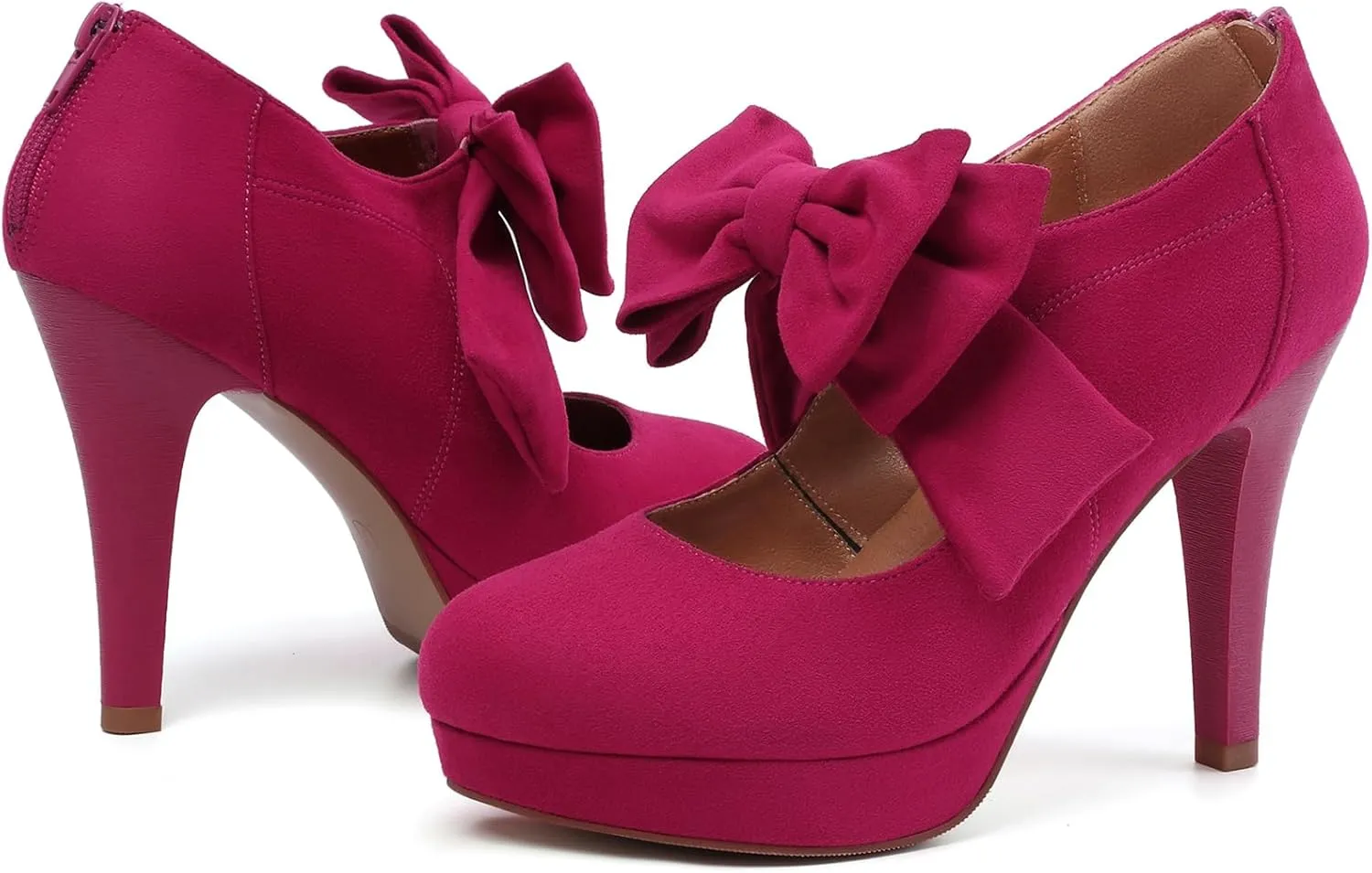 Mostrin Fashion Vintage Womens Small Bowtie Platform Pumps Ladies Sexy High Heeled Shoes