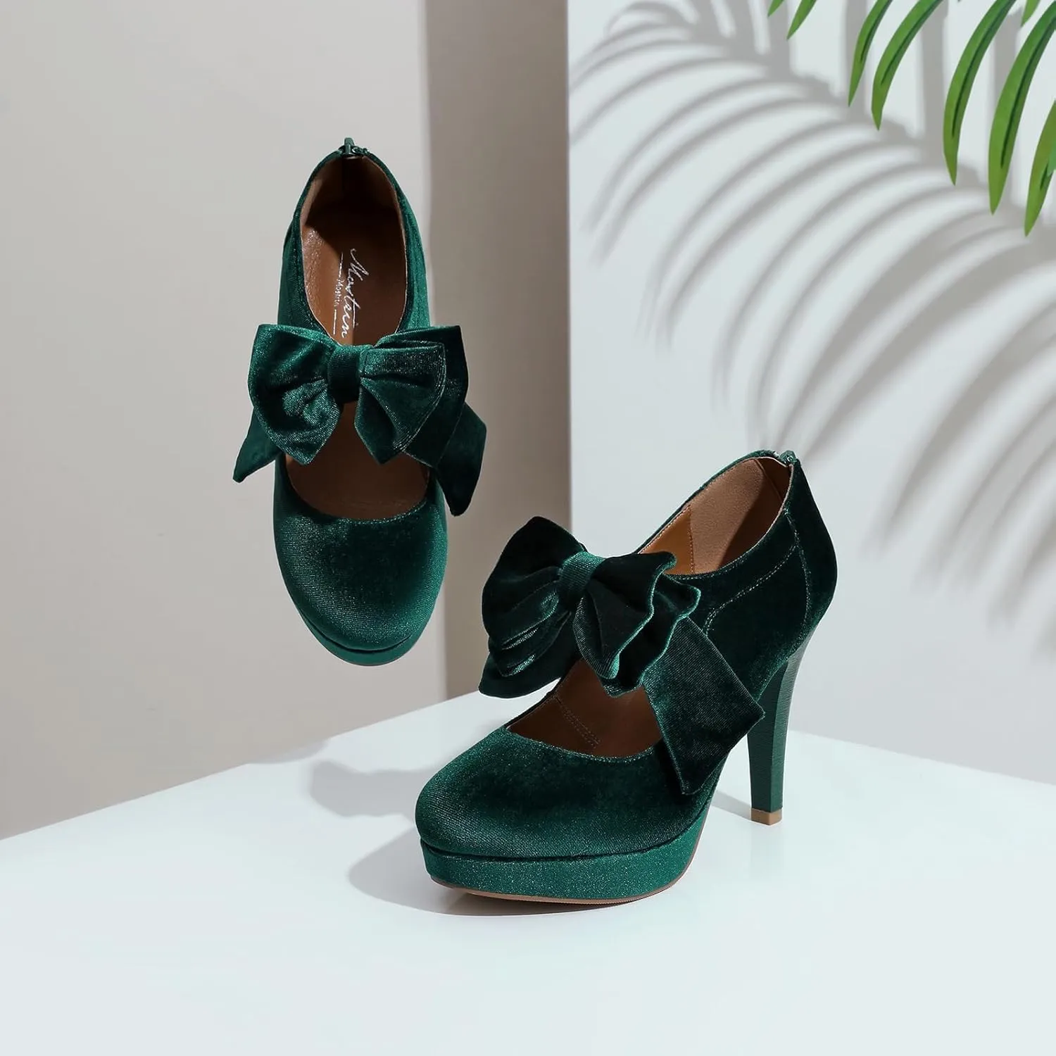 Mostrin Fashion Vintage Womens Small Bowtie Platform Pumps Ladies Sexy High Heeled Shoes