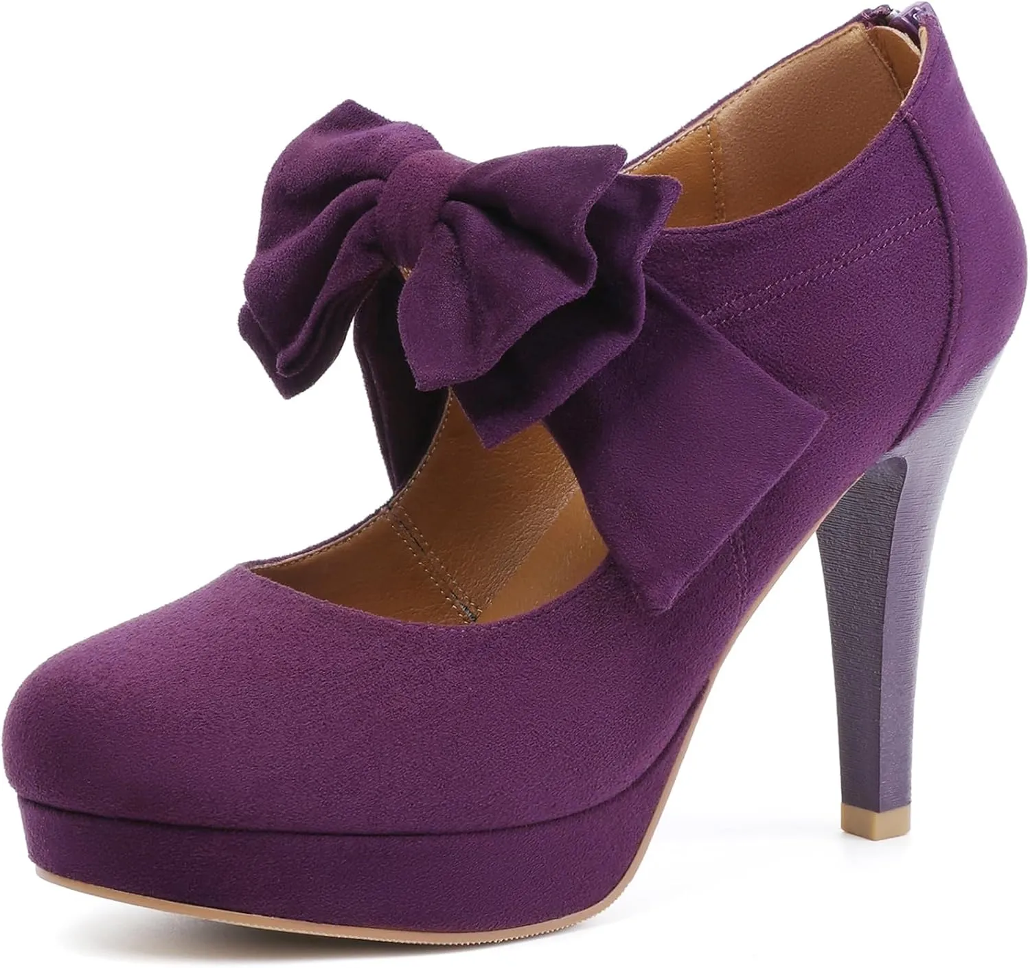 Mostrin Fashion Vintage Womens Small Bowtie Platform Pumps Ladies Sexy High Heeled Shoes