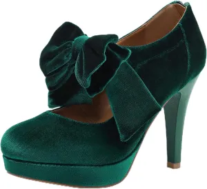 Mostrin Fashion Vintage Womens Small Bowtie Platform Pumps Ladies Sexy High Heeled Shoes