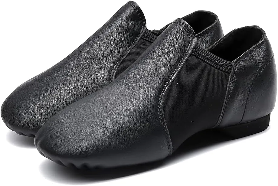 MSMAX Womens Leather Jazz Shoes Slip on Ballroom Dance Practice Teaching Shoe