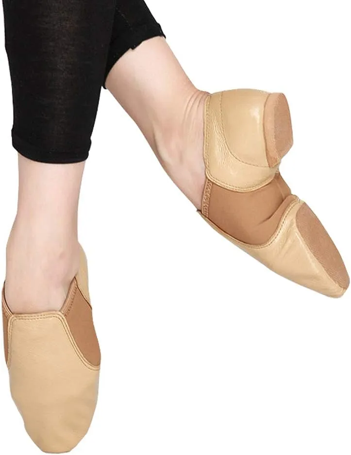 MSMAX Womens Leather Jazz Shoes Slip on Ballroom Dance Practice Teaching Shoe