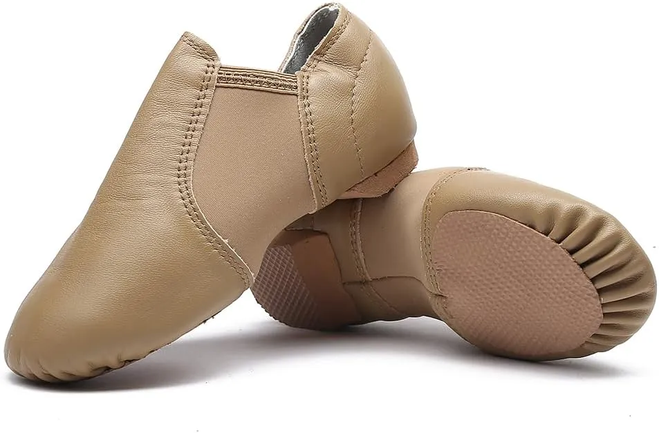 MSMAX Womens Leather Jazz Shoes Slip on Ballroom Dance Practice Teaching Shoe