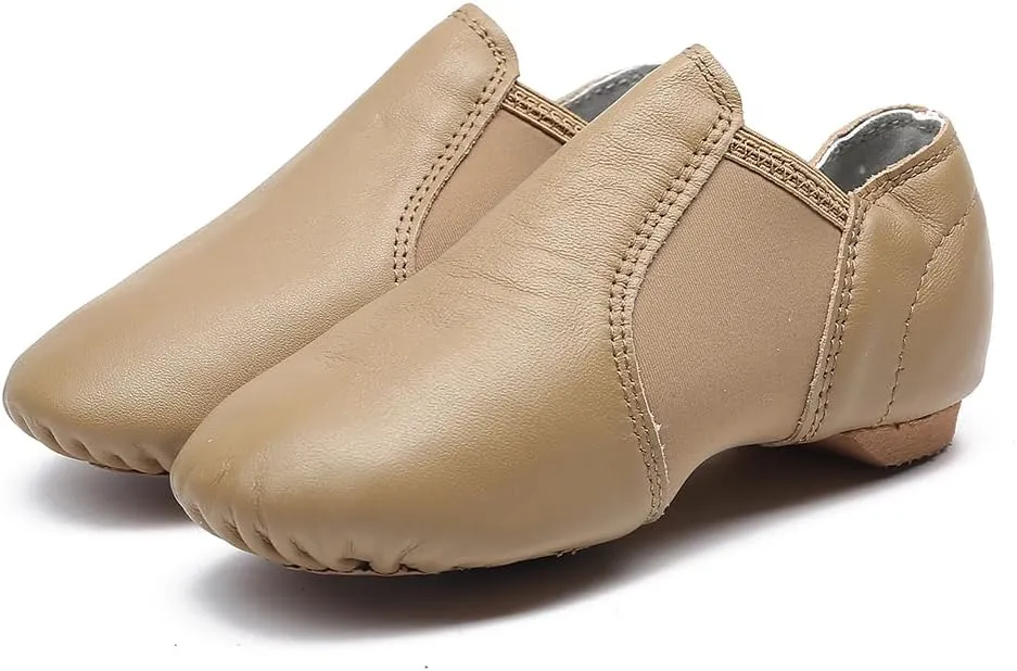 MSMAX Womens Leather Jazz Shoes Slip on Ballroom Dance Practice Teaching Shoe