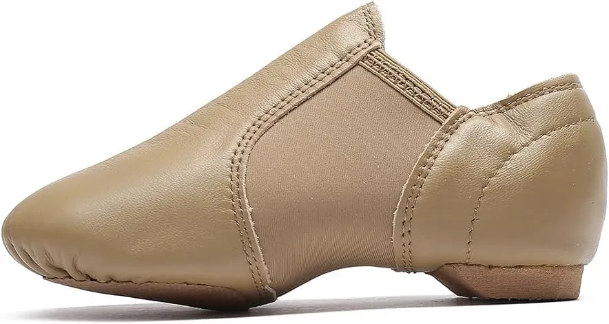 MSMAX Womens Leather Jazz Shoes Slip on Ballroom Dance Practice Teaching Shoe