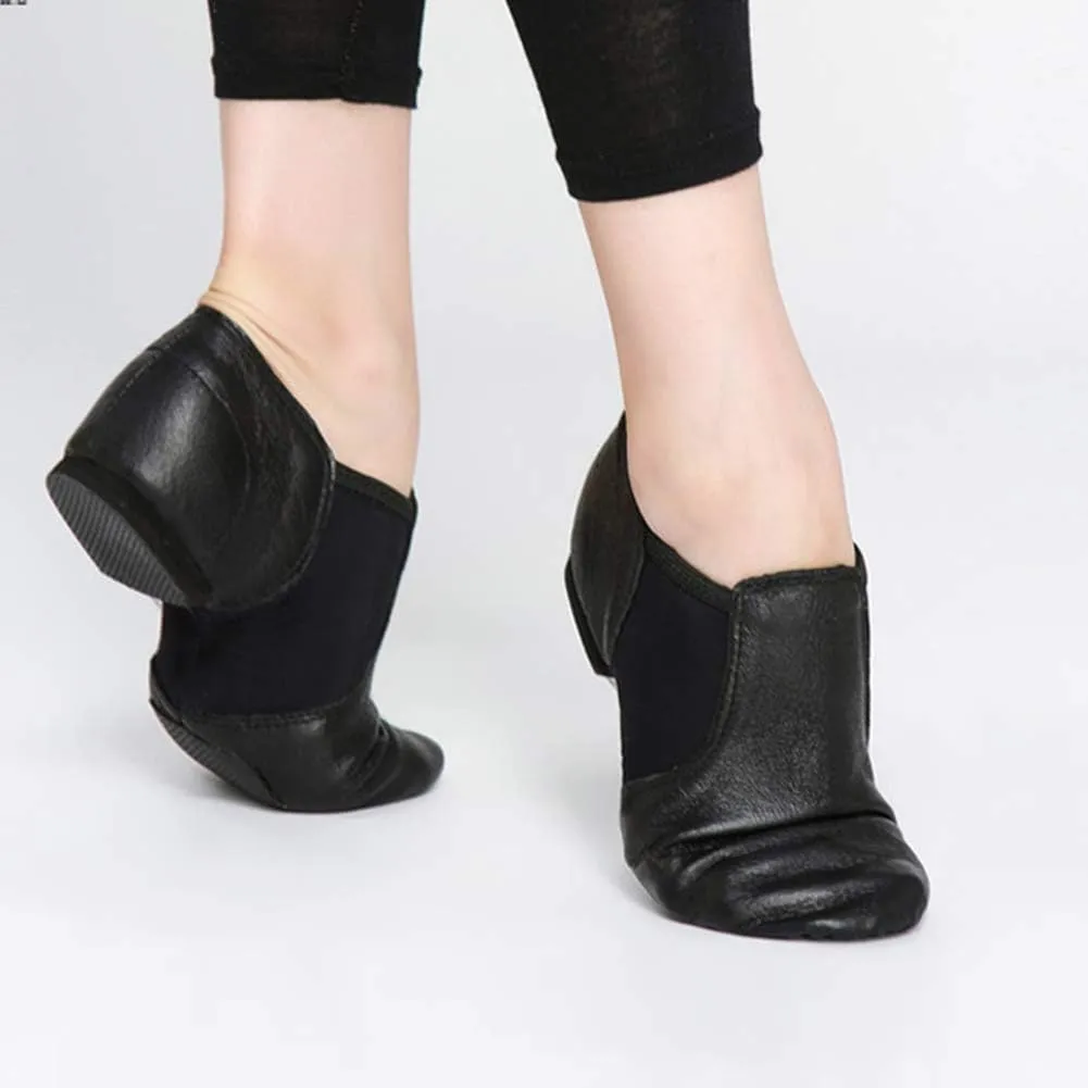 MSMAX Womens Leather Jazz Shoes Slip on Ballroom Dance Practice Teaching Shoe
