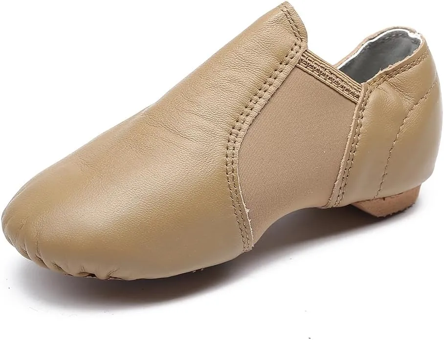 MSMAX Womens Leather Jazz Shoes Slip on Ballroom Dance Practice Teaching Shoe