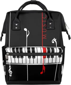 Music Piano Creative Diaper Bag Tote Large Capacity Waterproof with Adjustable Shoulder Strap and Pram Straps Mommy Bag for Hospital Beach Weekender Travel