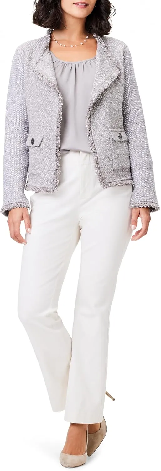 NIC ZOE Women's Fringe Mix Knit Pocket Jacket