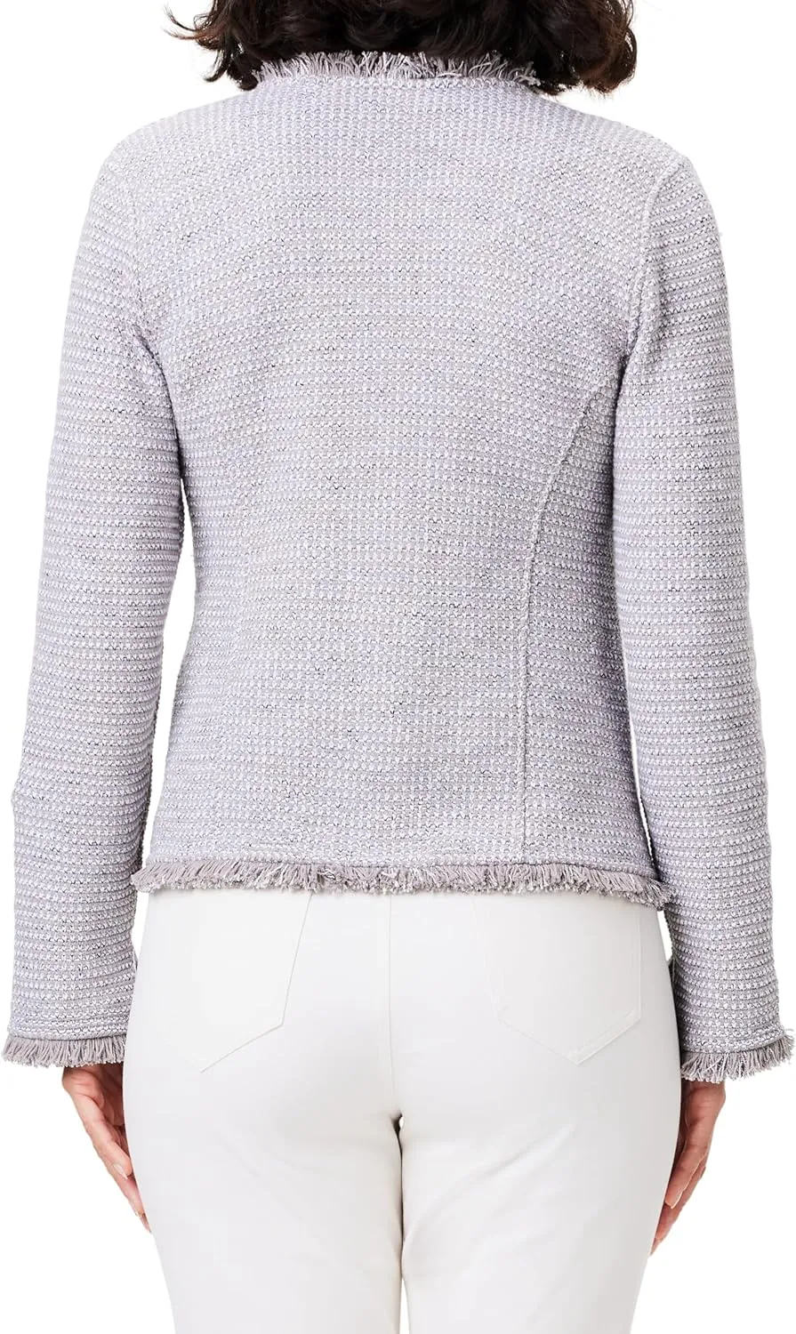 NIC ZOE Women's Fringe Mix Knit Pocket Jacket