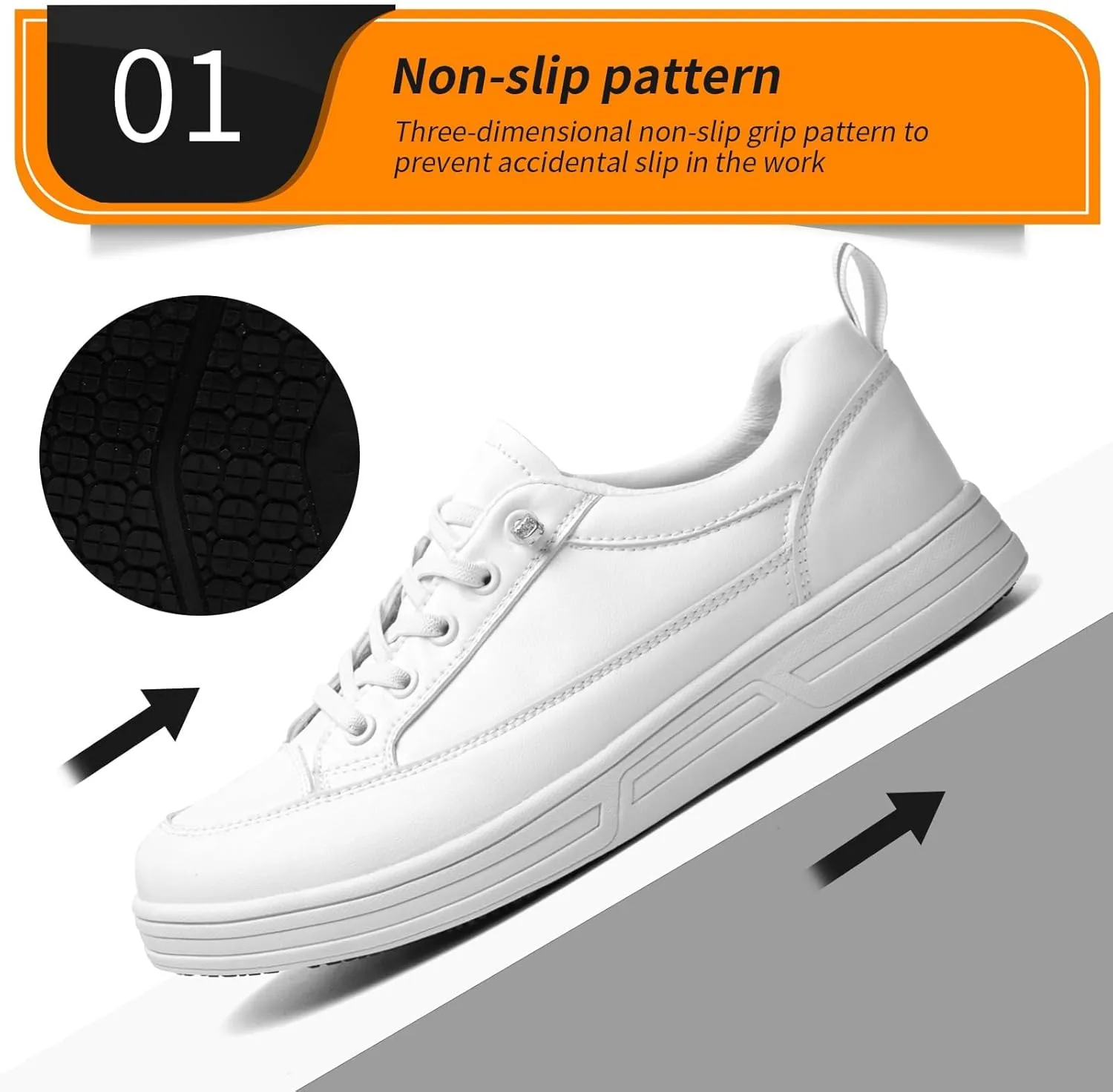 Non-Slip Shoes for Women - Waterproof, Lightweight, Comfortable, Stable, Suitable for Food Service, Nursing, and Crew Work.