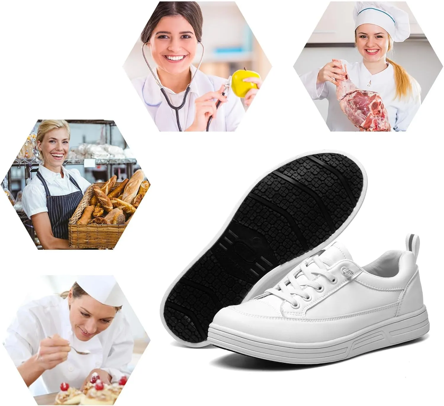 Non-Slip Shoes for Women - Waterproof, Lightweight, Comfortable, Stable, Suitable for Food Service, Nursing, and Crew Work.
