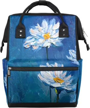 Oil Painting Daisies Flowers Diaper Bag Tote Large Capacity Waterproof with Adjustable Shoulder Strap and Pram Straps Mommy Bag for Hospital Beach Weekender Travel