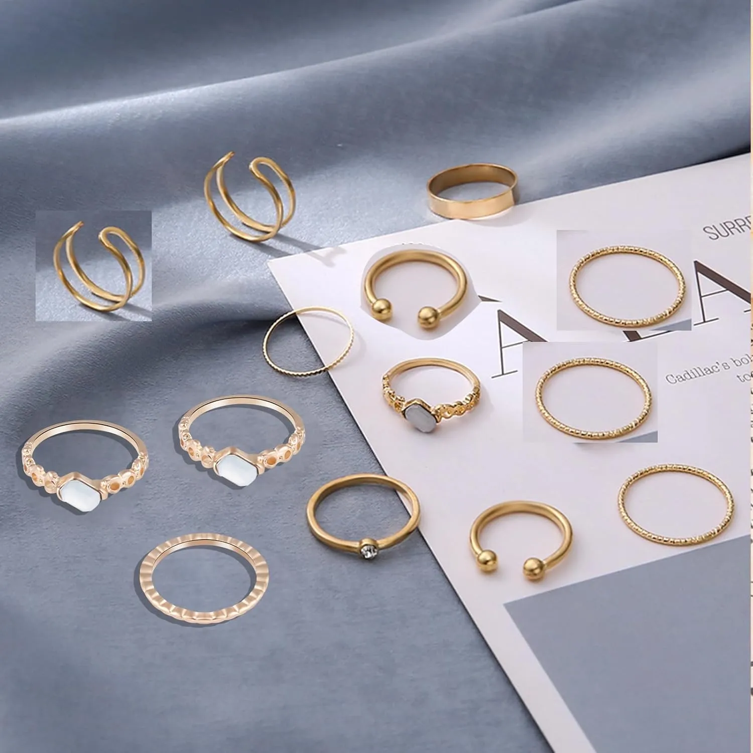 ONESING 18-31 Pcs Knuckle Rings for Women Stackable Rings Sets Vintage Joint Finger Rings Gold Rings Set for Women Men Hollow Carved Flowers Crystal Rings