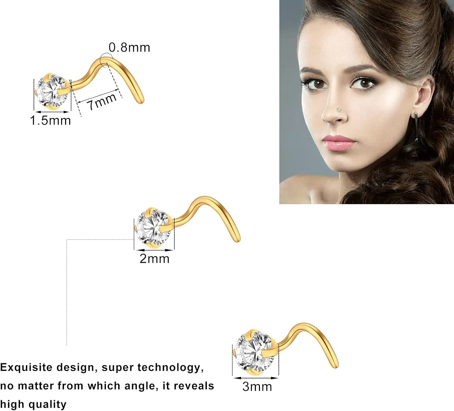 ONESING 23-40 Pcs Gold Nose Rings & Studs - 18G & 20G Nose Piercing Jewelry - L Shape, Hoop & Screw Body Jewelry for Women & Men