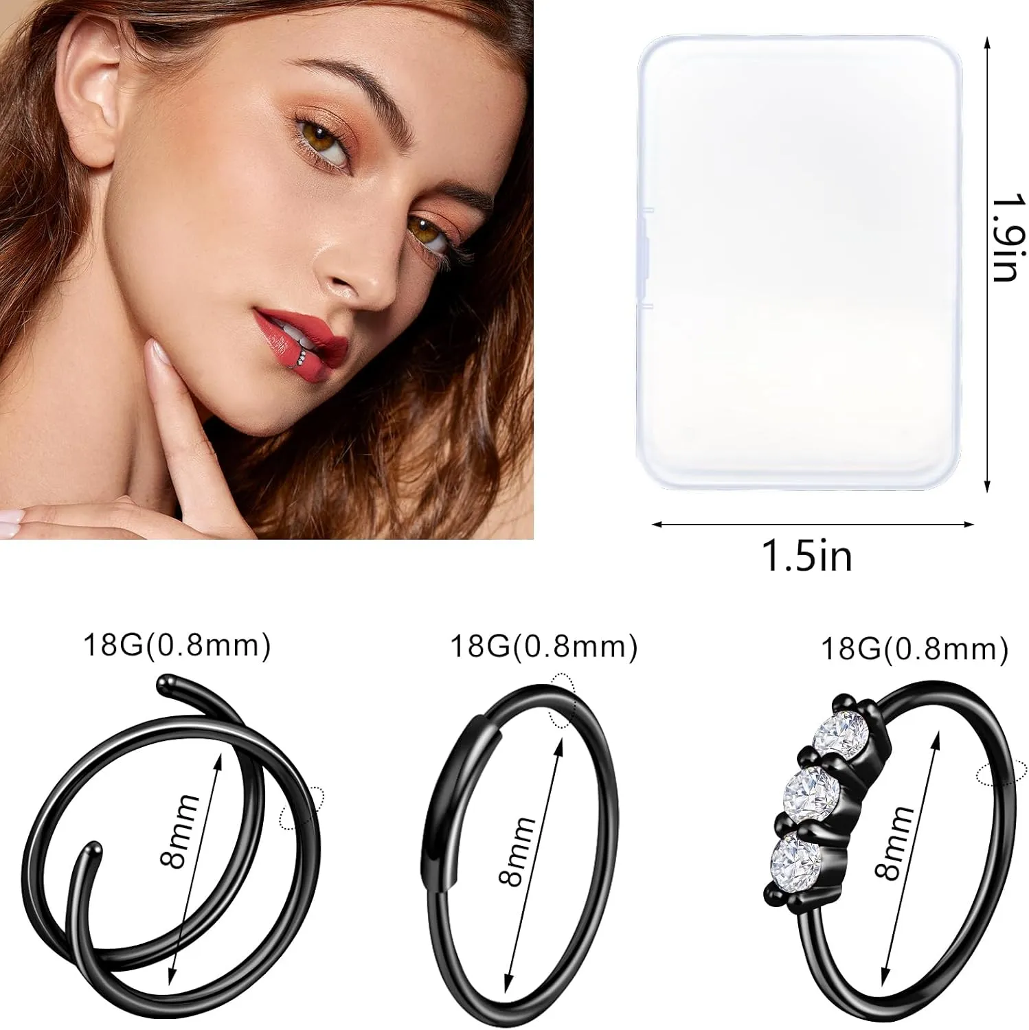 ONESING 35-70 PCS 18G 20G Nose Rings for Women & Men - Gold Hoops, L Shape, Studs & Screw - 316L Surgical Stainless Steel