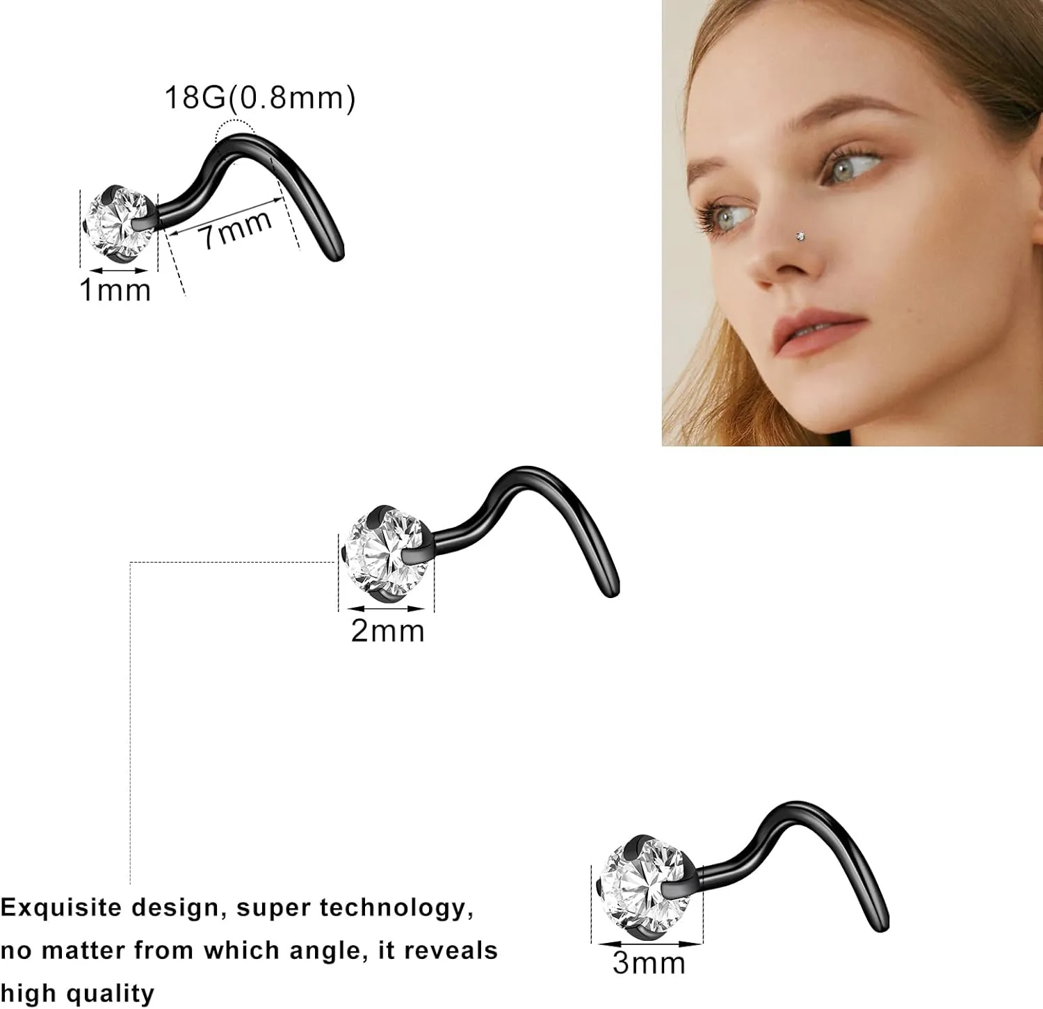 ONESING 35-70 PCS 18G 20G Nose Rings for Women & Men - Gold Hoops, L Shape, Studs & Screw - 316L Surgical Stainless Steel