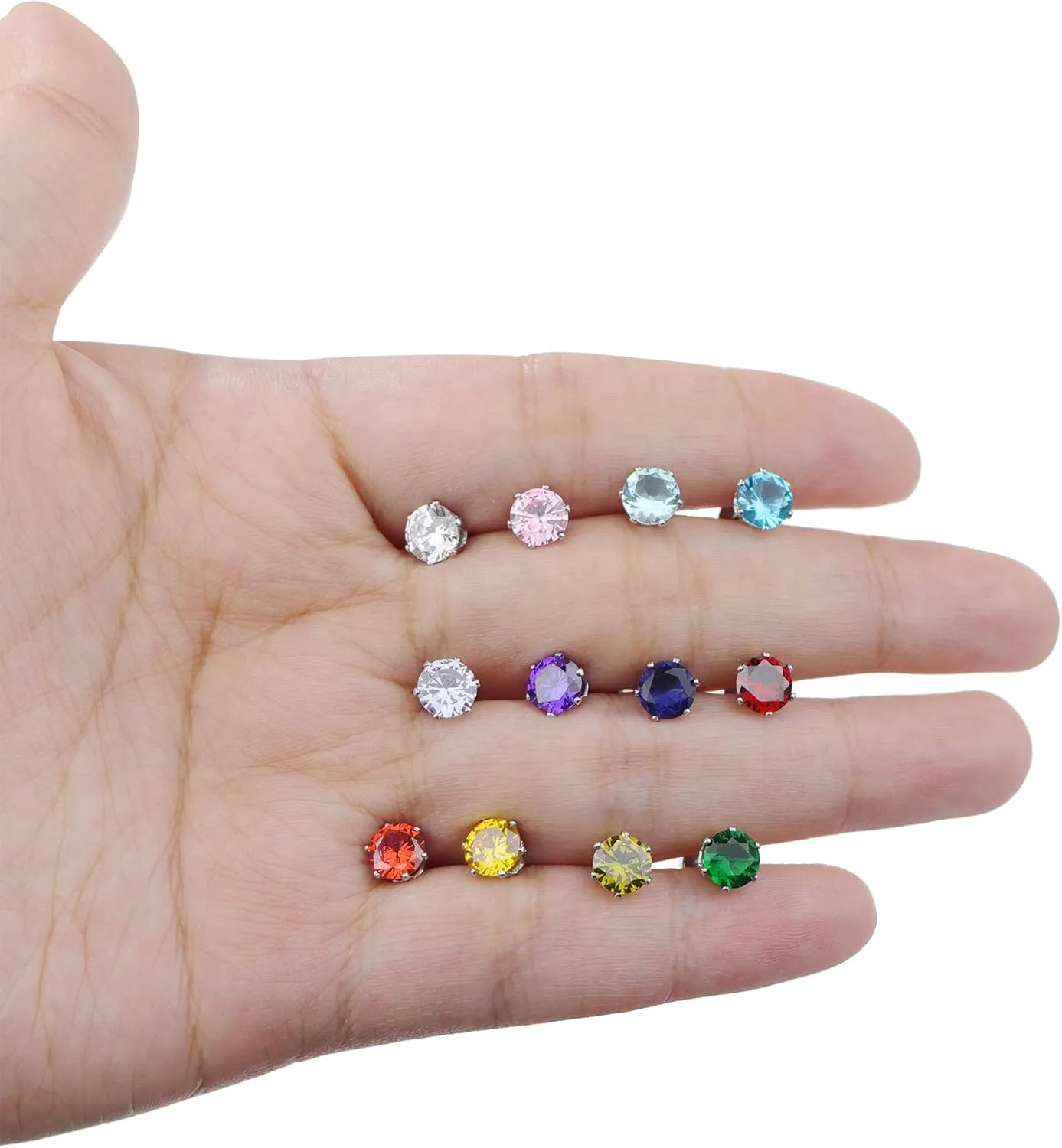 ORAZIO CZ Stud Earrings for Women Men Stainless Steel Cubic Zirconia Screwback Earrings Set