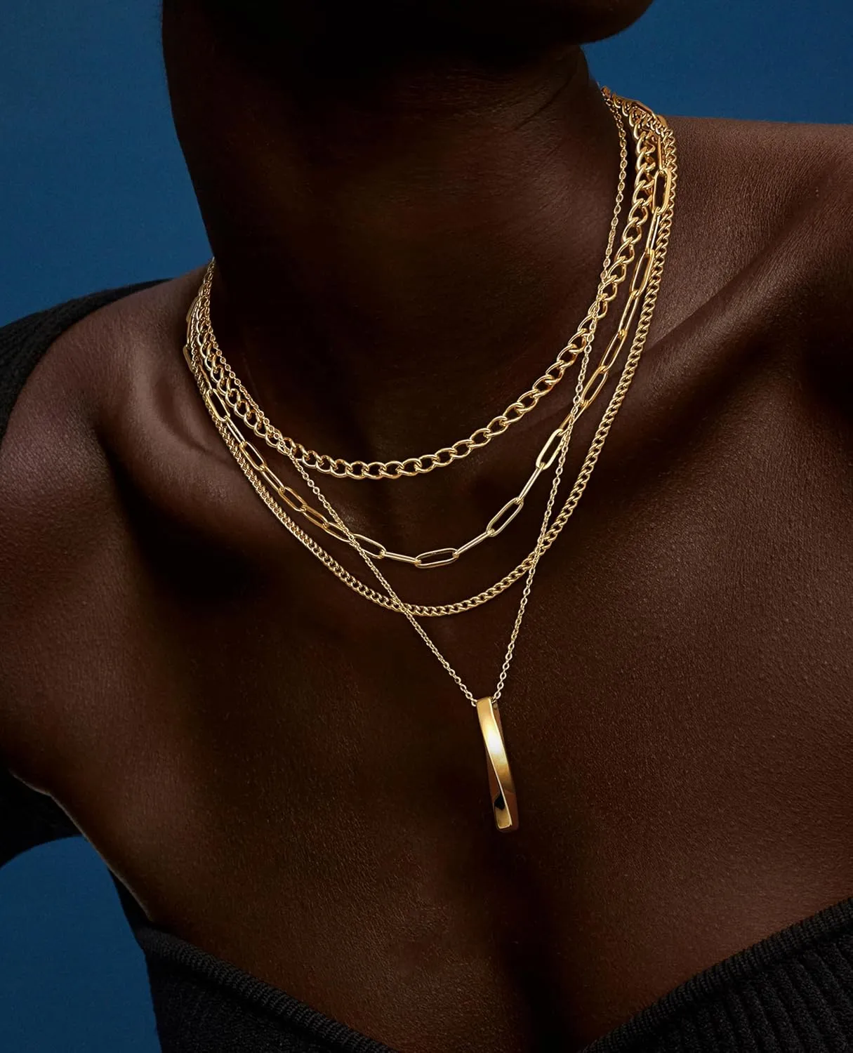 ORAZIO Layered Necklaces for Women,14K Gold Plated/Silver Stacked Necklaces for Women,Dainty Pearl Paper Clip Chain Pendant Choker Necklace Set Cute CZ Stackable Womens Necklaces Trendy Gold Y Necklace Jewelry Set Gift
