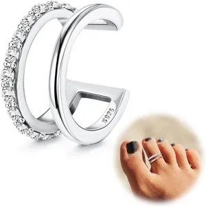 ORAZIO Toe Rings for Women,925 Sterling Silver Toe Rings Adjustable Toe Rings - CZ Flower Cross Twist Knot Opal Toe Ring Cuff - Open Womens Toe Rings Stylish Beach Band Ring Nail Rings Foot Jewelry for Summer