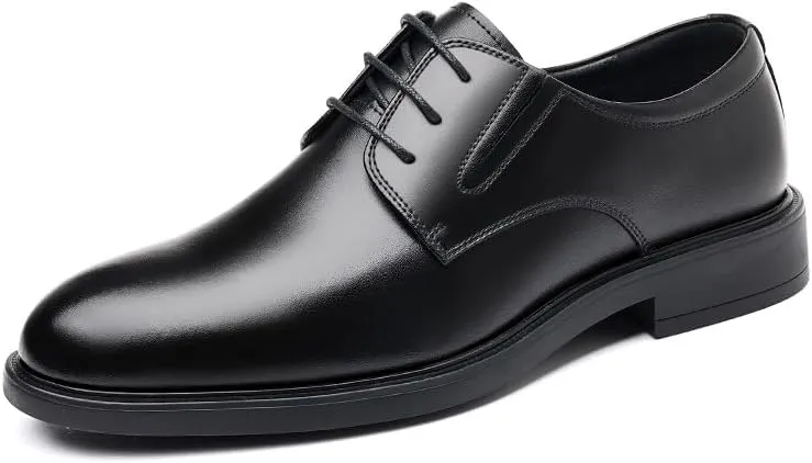 Oxford Shoes for Men Lace Up Round Toe Vegan Leather Solid Color Derby Shoes Low Top Non Slip Block Heel Slip Resistant Anti-Slip Prom