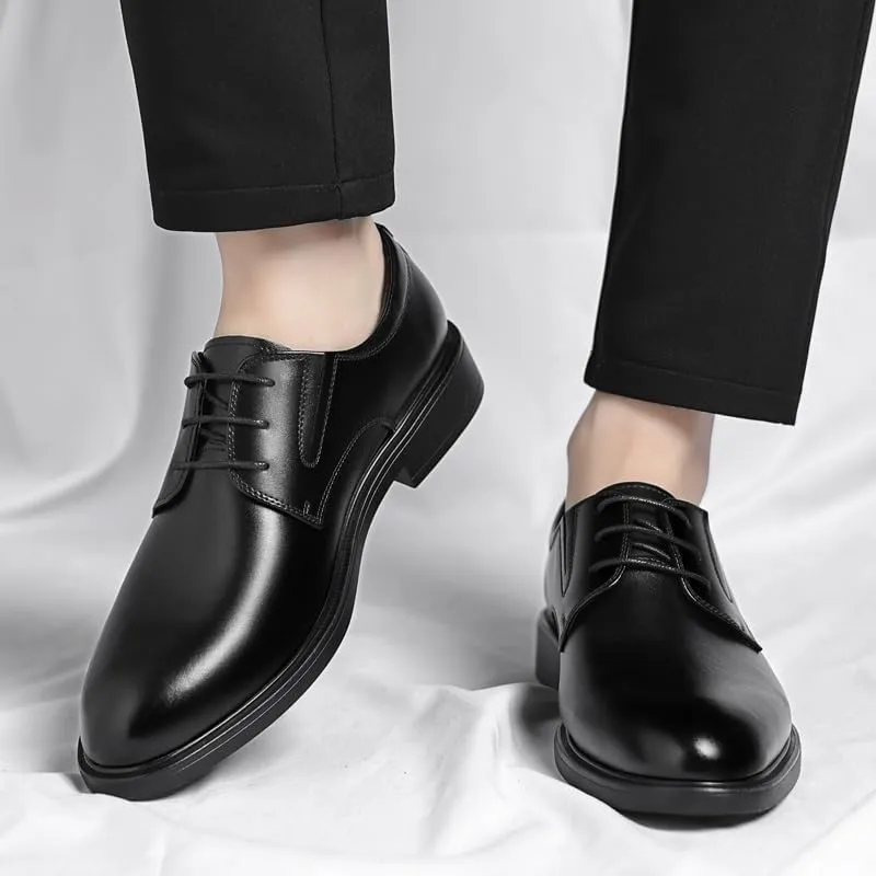 Oxford Shoes for Men Lace Up Round Toe Vegan Leather Solid Color Derby Shoes Low Top Non Slip Block Heel Slip Resistant Anti-Slip Prom