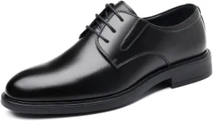Oxford Shoes for Men Lace Up Round Toe Vegan Leather Solid Color Derby Shoes Low Top Non Slip Block Heel Slip Resistant Anti-Slip Prom
