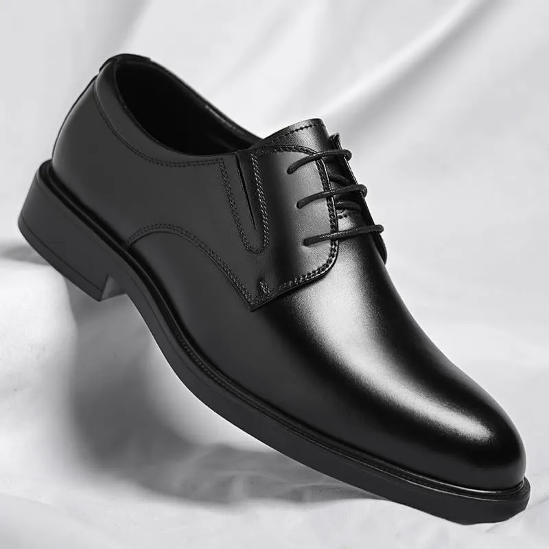 Oxford Shoes for Men Lace Up Round Toe Vegan Leather Solid Color Derby Shoes Low Top Non Slip Block Heel Slip Resistant Anti-Slip Prom