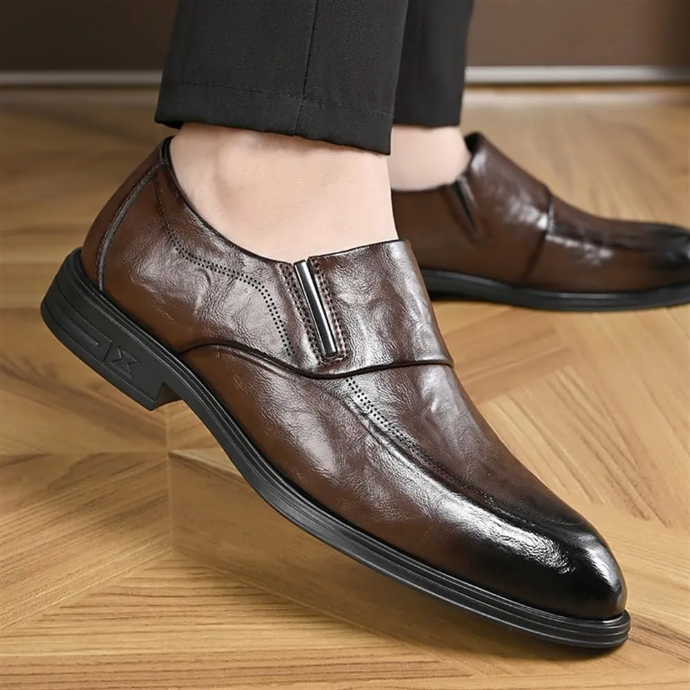 Oxford Shoes for Men's Calfskin Leather Comfort Orthopedic Slip-on Casual Business Anti-Slip Dress Shoes