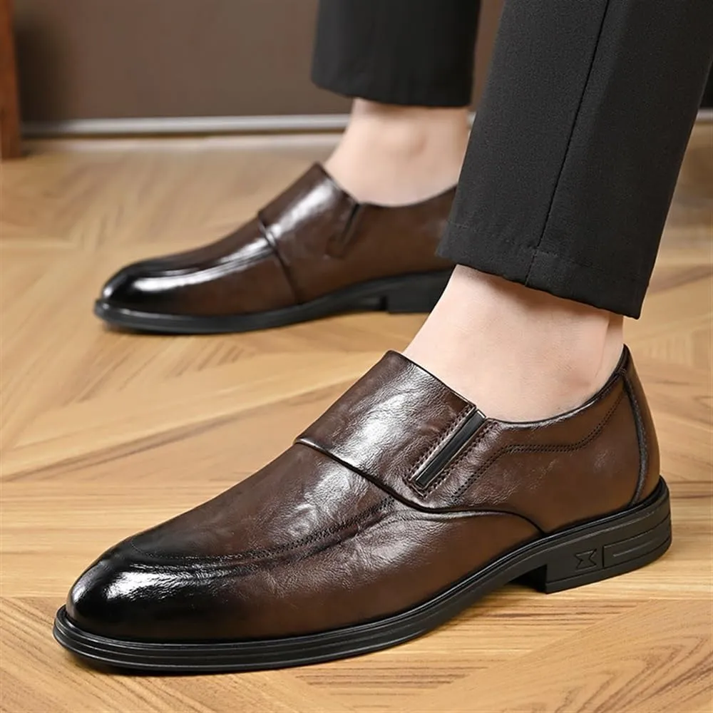Oxford Shoes for Men's Calfskin Leather Comfort Orthopedic Slip-on Casual Business Anti-Slip Dress Shoes