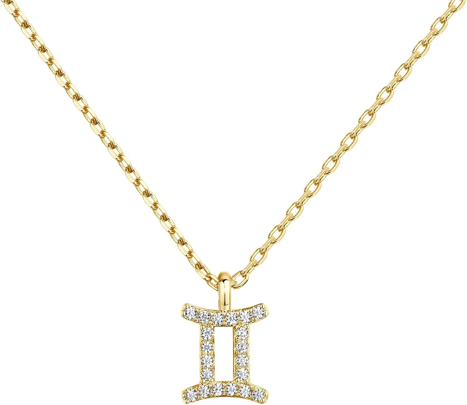 PAVOI 14K Gold Plated Cubic Zirconia Astrology Necklaces for Women - Zodiac Pendant Jewelry Gifts - Zodiac Sign Pendant Necklaces