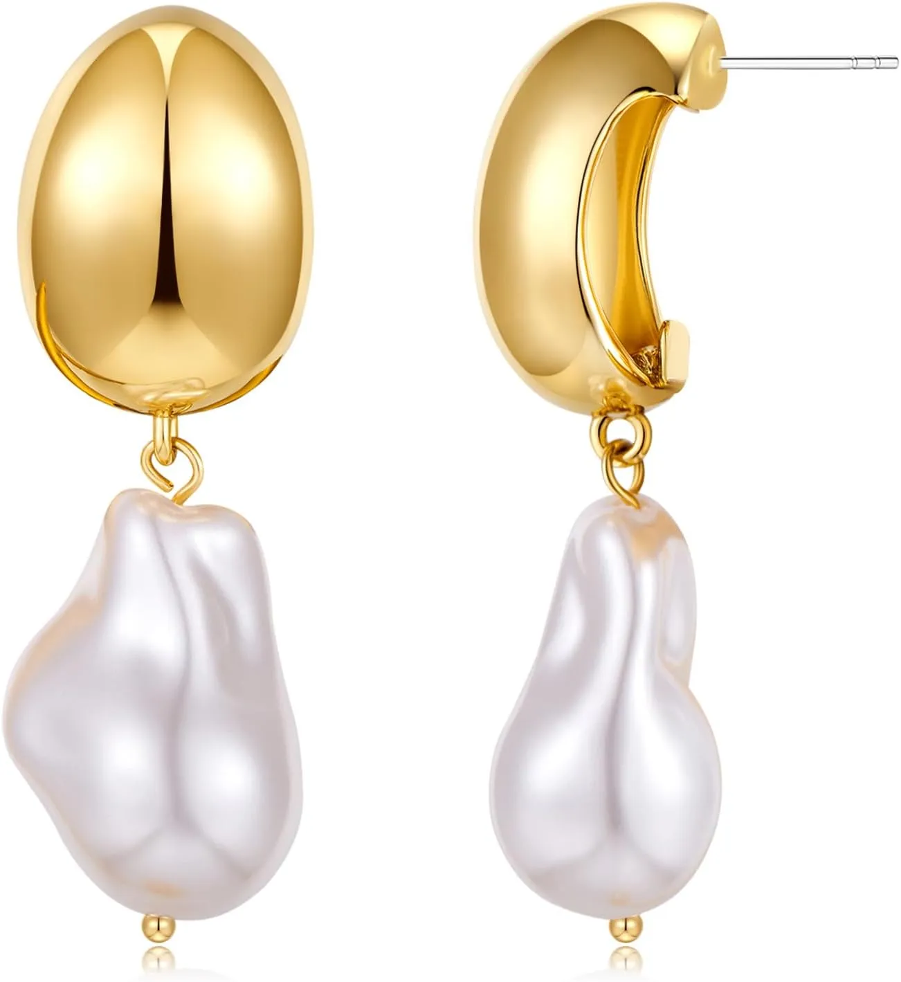 Pearl Drop Earrings for Women Vintage Statement Gold Pearl Dangle Earrings Chunky Earrings Fashion Jewelry