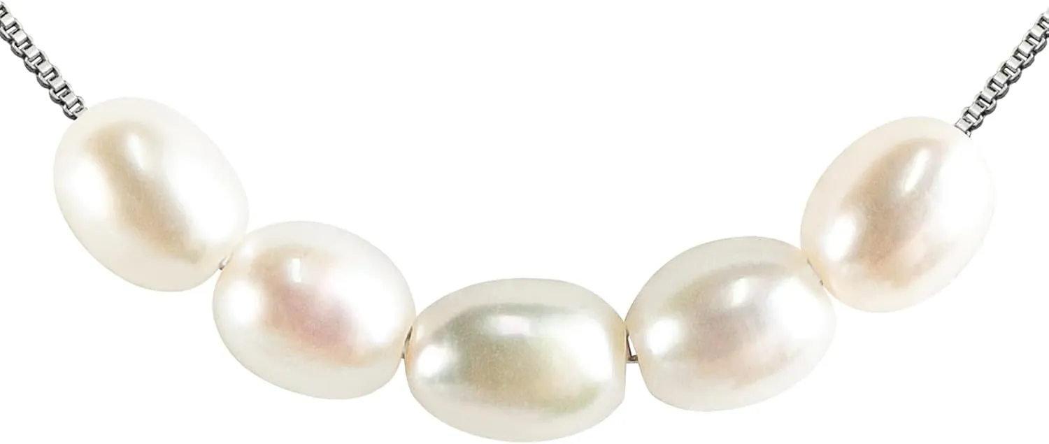 PEARLIE Dainty Pearl Pendant Necklaces for Women Delicate Choker Necklaces Handmade Freshwater Pearl Chain Necklace Lady Summer Costume Accessories
