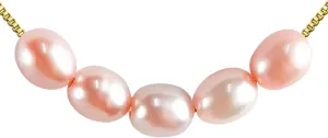 PEARLIE Gold Necklace for Women, Unique Pink Freshwater Pearl Beads 4-4.5mm, Handmade Choker Necklaces Delicate Chain Pearl Pendant Necklace Nnhance the Neckline