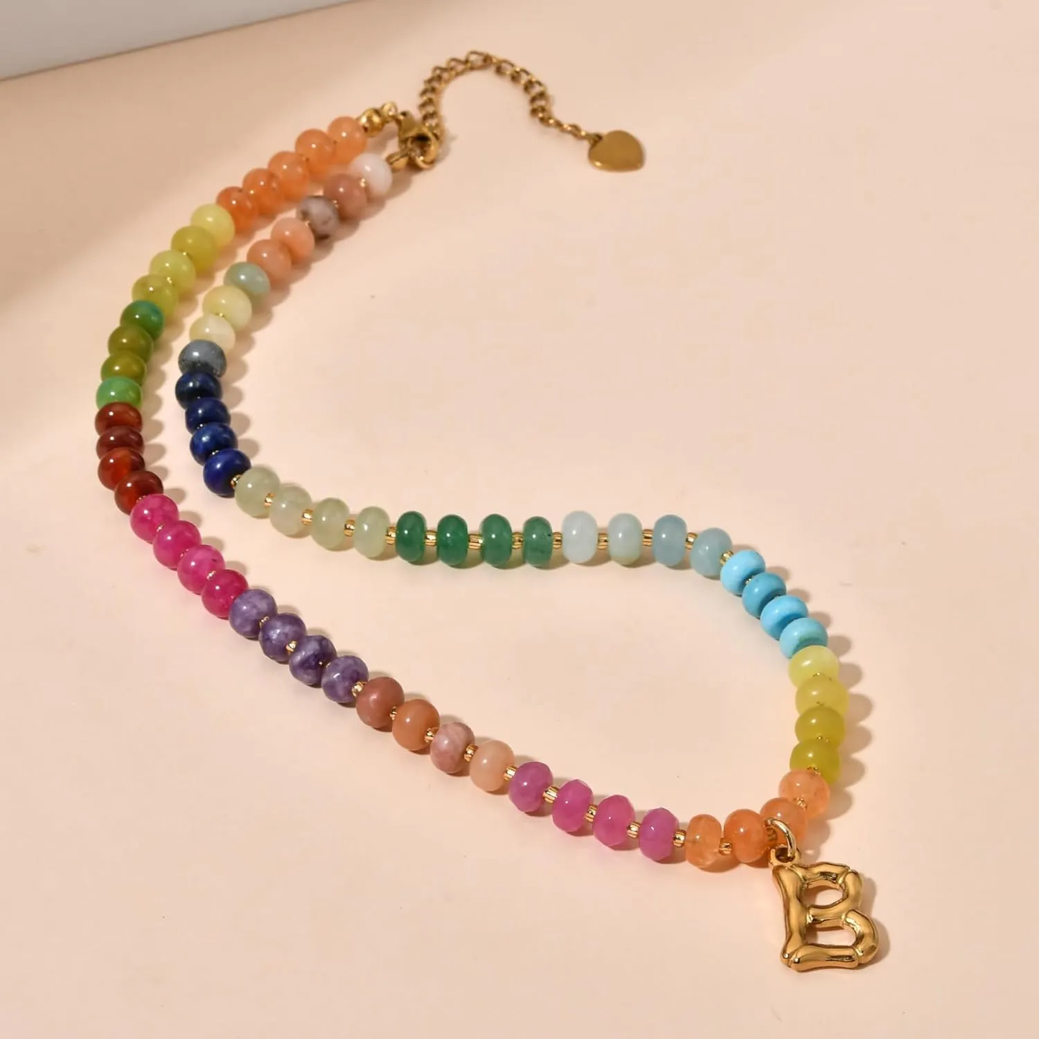 Personalized Colorful Beaded Initial Necklaces for Women Boho Summer Beach Stone Letter Choker Necklace