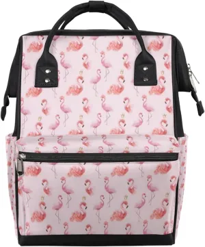 Pink Flamingos Pattern Diaper Bag Tote Large Capacity Waterproof with Adjustable Shoulder Strap and Pram Straps Mommy Bag for Hospital Beach Weekender Travel