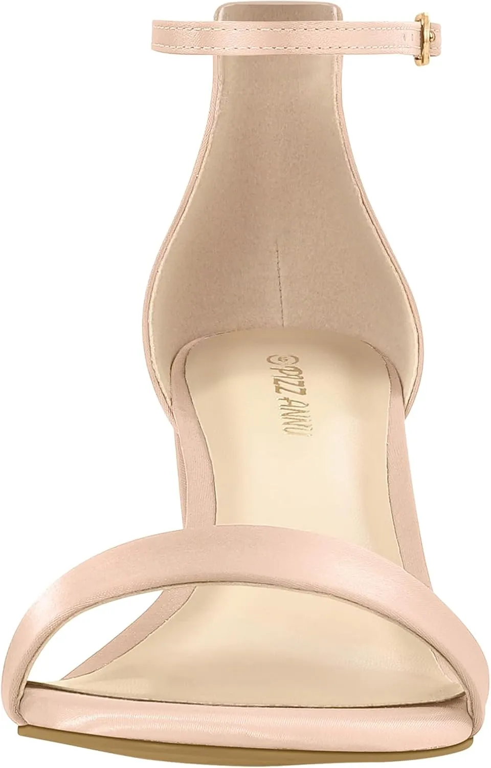 PIZZ ANNU Women's Open Toe Ankle Strap Low Block Chunky Heels Sandals Party Dress Pumps Shoes Strappy Buckle Sandals with 2.6" Tall Thick Heel Design