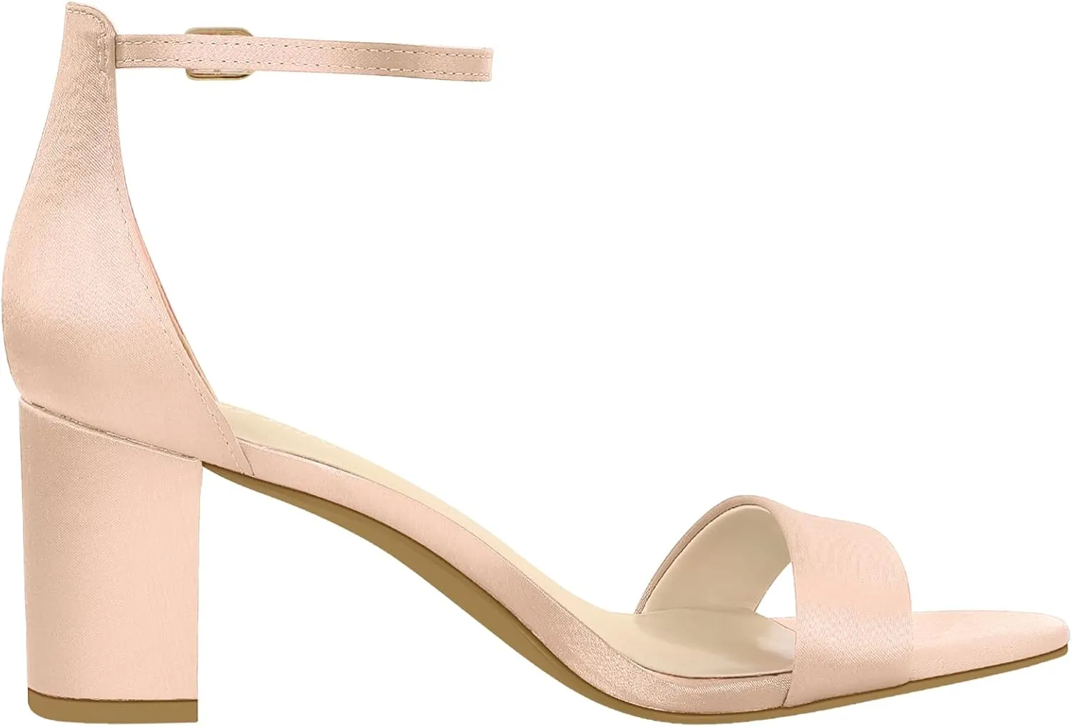 PIZZ ANNU Women's Open Toe Ankle Strap Low Block Chunky Heels Sandals Party Dress Pumps Shoes Strappy Buckle Sandals with 2.6" Tall Thick Heel Design
