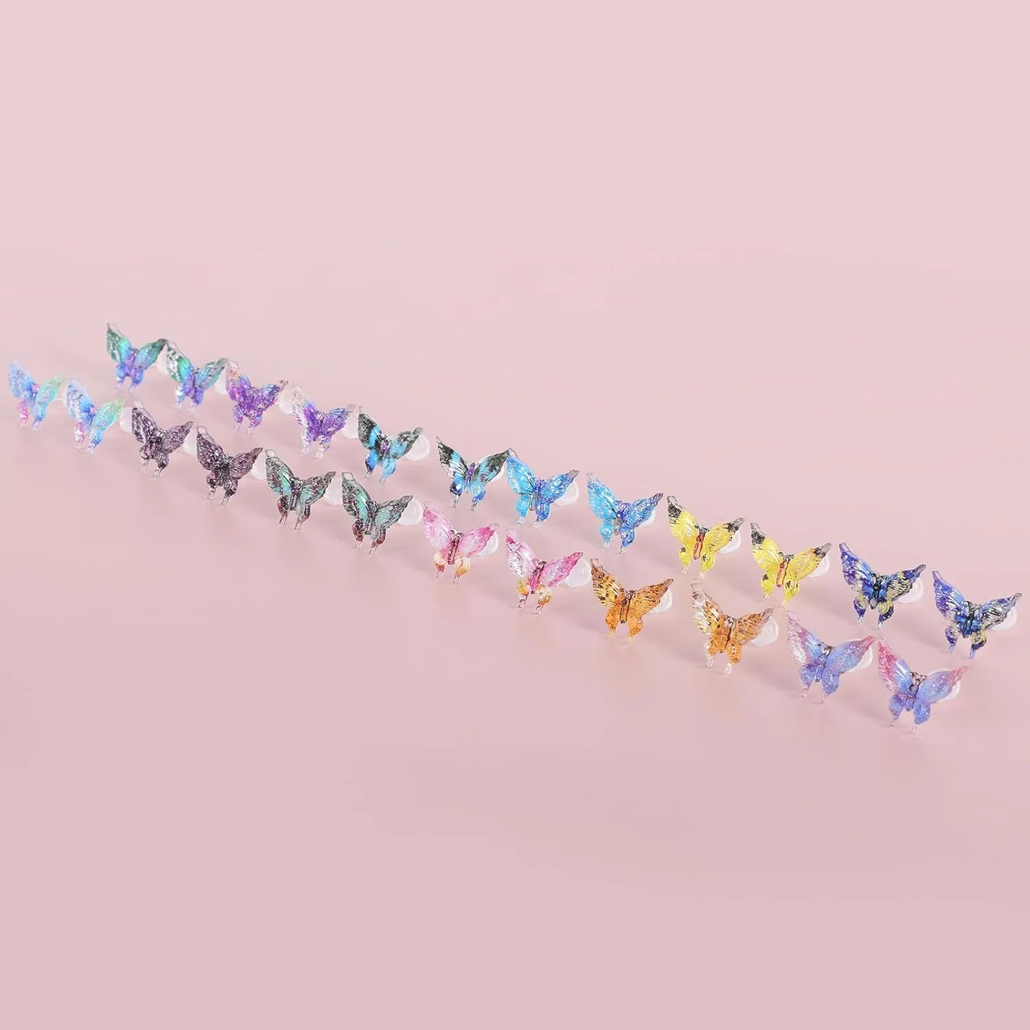 Plastic Post Stud Hoop Earrings for Sensitive Ears Multicolor Butterfly Flower Stud Earrings Set for Women