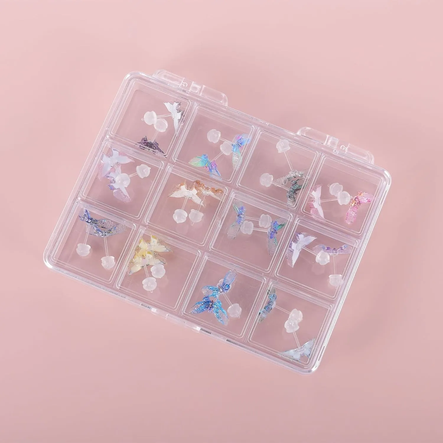 Plastic Post Stud Hoop Earrings for Sensitive Ears Multicolor Butterfly Flower Stud Earrings Set for Women