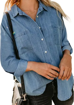 Plus Size Winter Coats for Women 2024 Casual Single Breasted Open Front Denim Tops Long Sleeve Jackets Outerwear