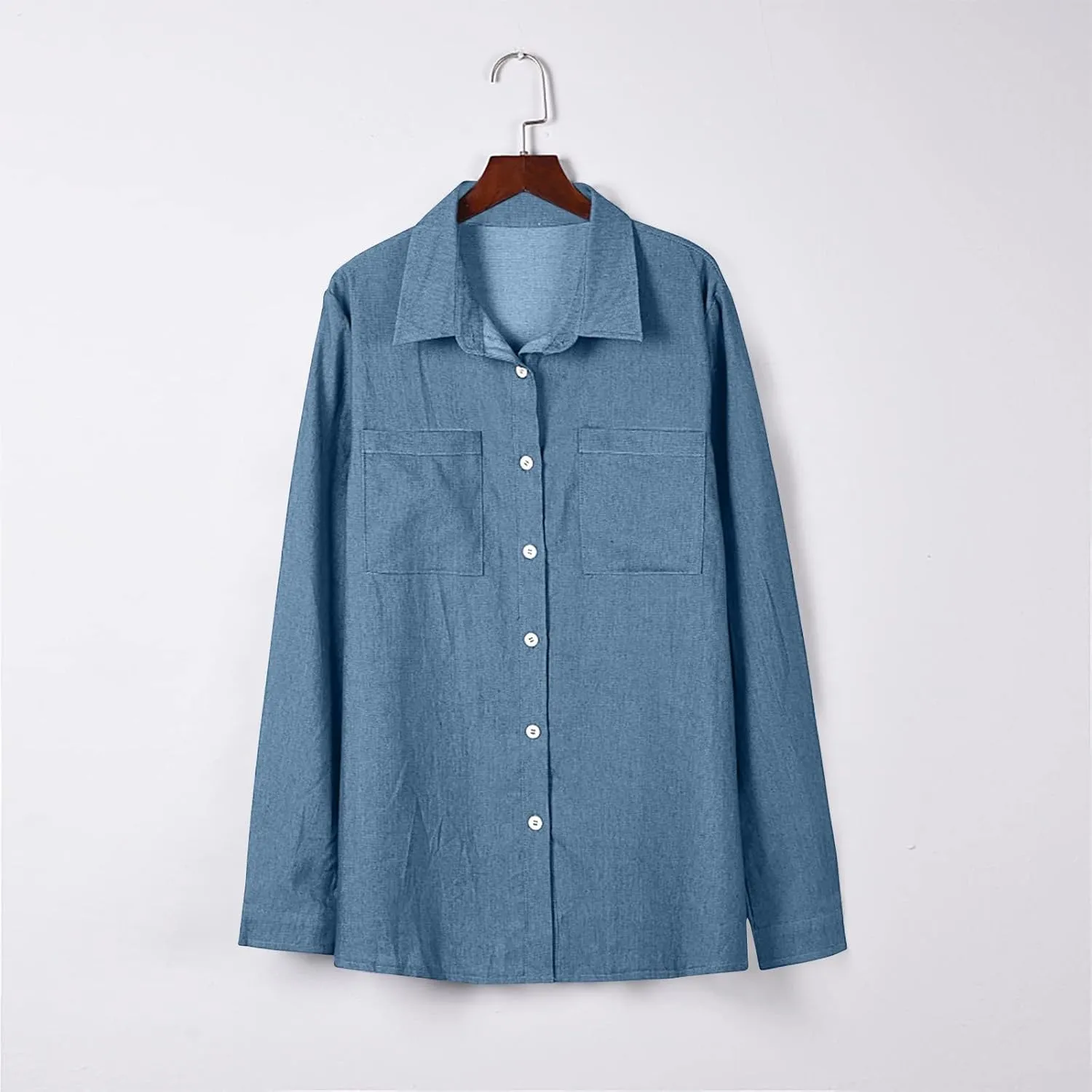 Plus Size Winter Coats for Women 2024 Casual Single Breasted Open Front Denim Tops Long Sleeve Jackets Outerwear