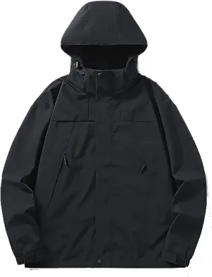Plus Size Winter Coats for Women Patchwork Color Fall Jacket Long Sleeve Drawstring Hooded Outerwear with Pockets