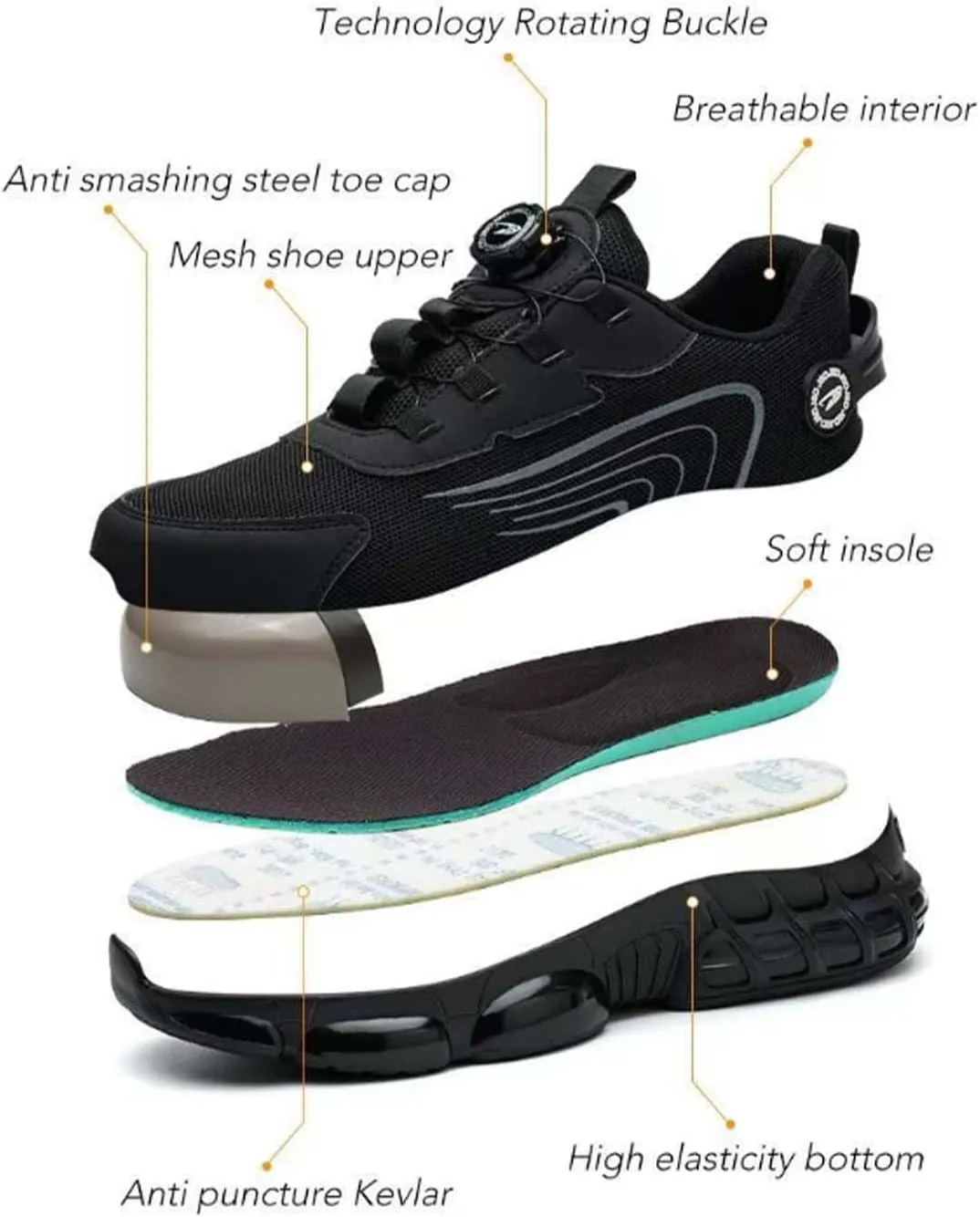 Prestivos Shoes,Prestivos Steel Toe Safety Toe Shoes for Men,Anti Slip Lightweight Puncture Proof Steel Toe Sneakes