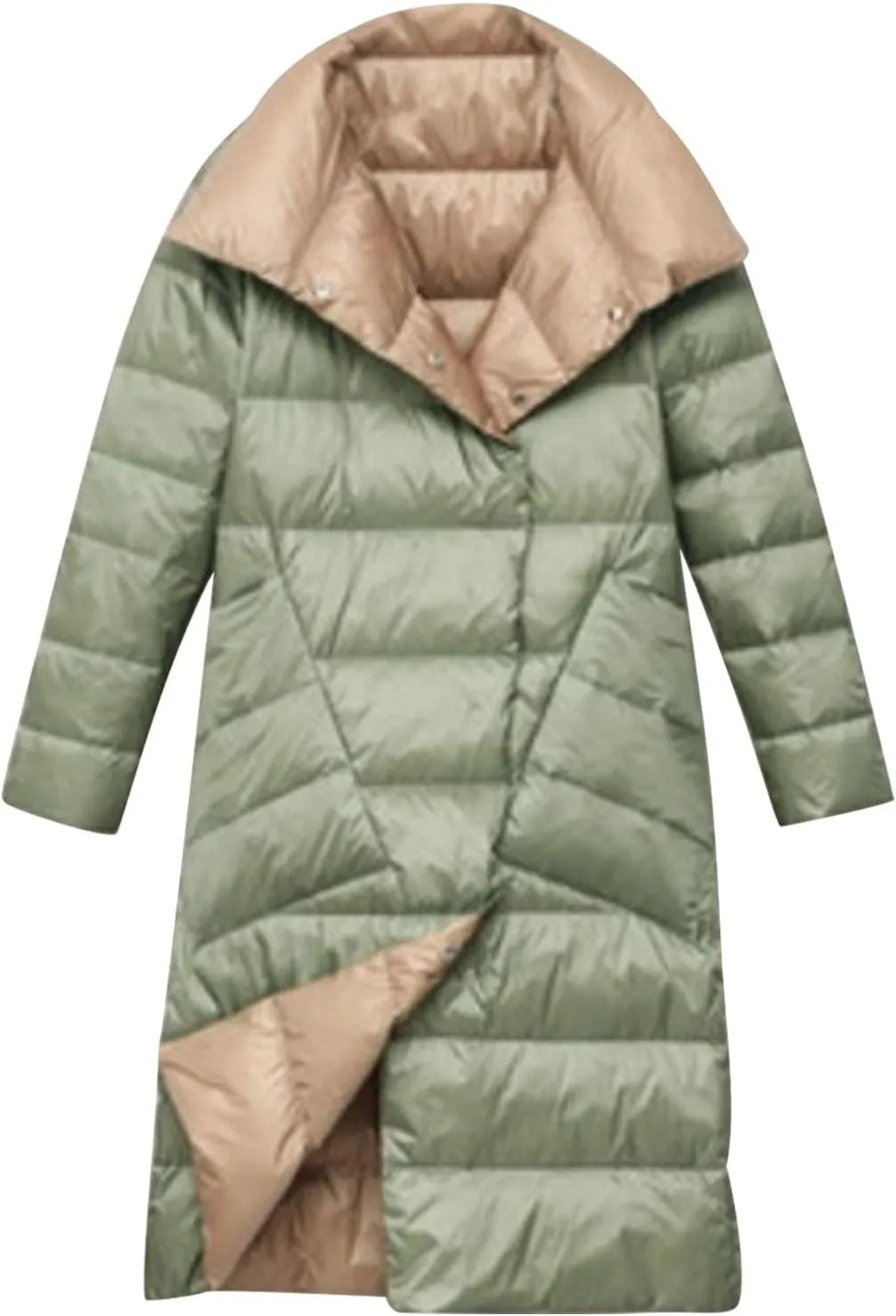 Puffer Jacket Womens Long Lightweight Winter Warm down Coat Button down Casual Fashion Comfy Windproof Quilted Jacket