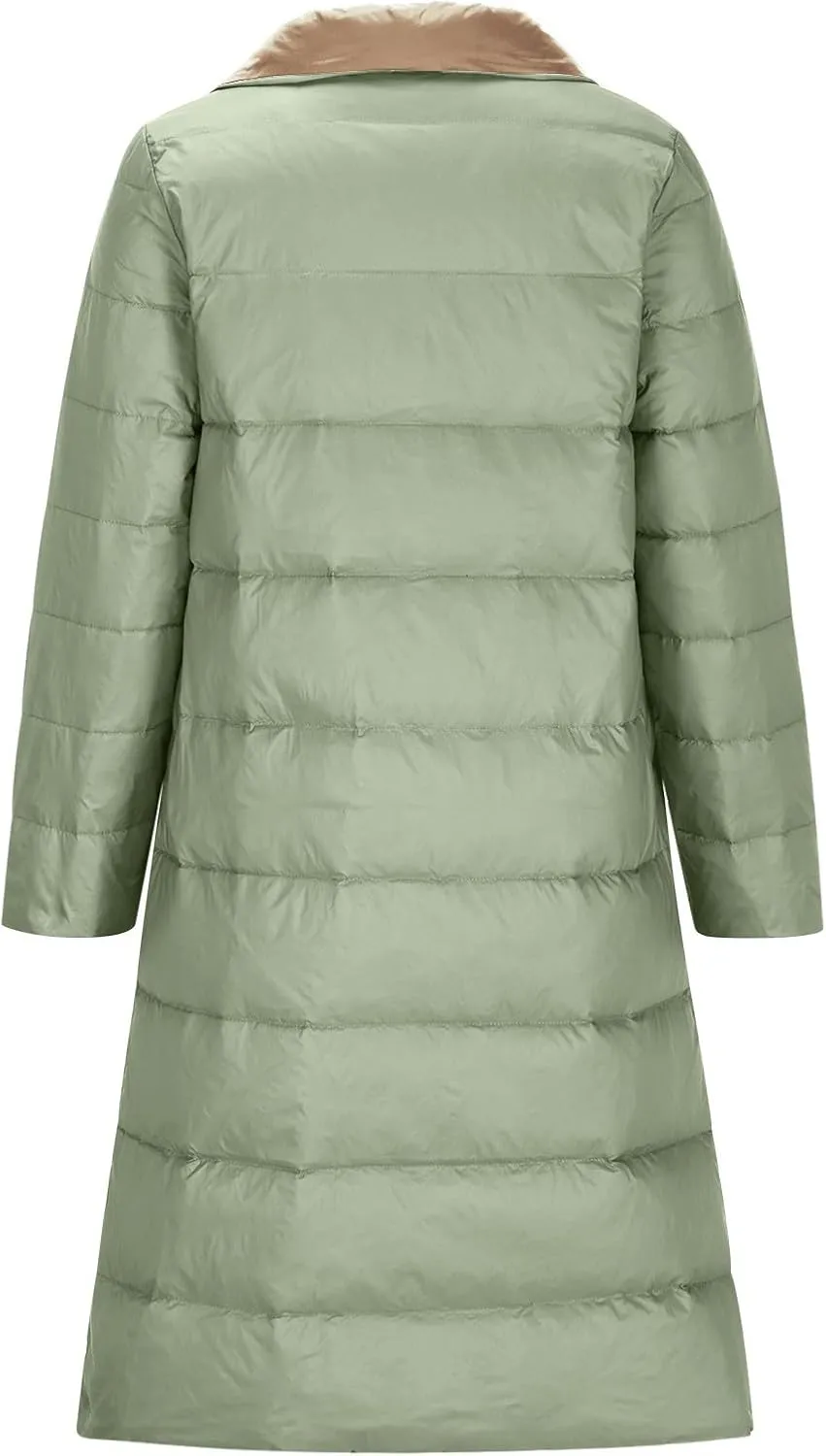 Puffer Jacket Womens Long Lightweight Winter Warm down Coat Button down Casual Fashion Comfy Windproof Quilted Jacket